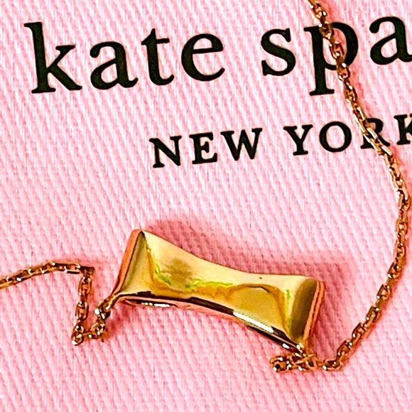 NWT Kate Spade Ready Set Bow Pave mini pendant Rose gold necklace. - Picture 7 of 9